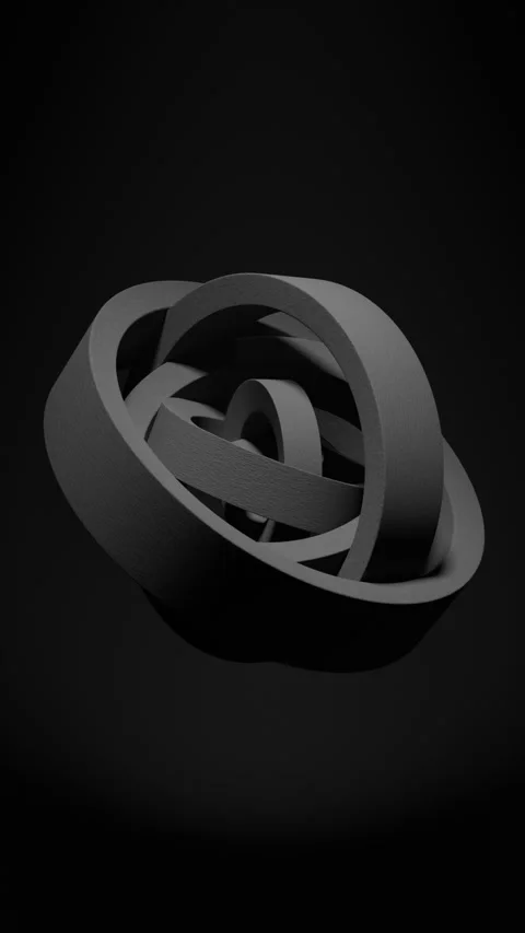 Seamless rotation of graphite like rings on dark vertical background Stock Footage 258753204