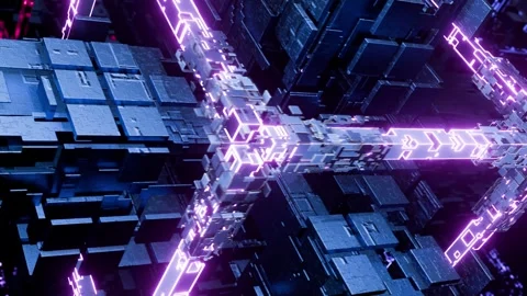 Seamless rotation of a technological pattern. Complex technical design. Stock Footage 336182698