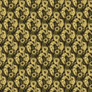 Seamless round intricate pattern olive green brown beige Stock Illustration
