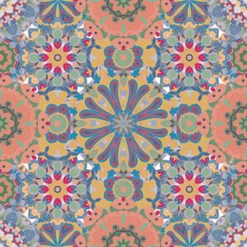 Seamless round pattern for printing on fabric or paper Stock Illustration