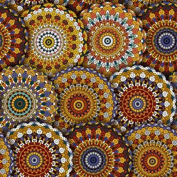 Seamless round pattern for printing on fabric or paper. Hand drawn background 스톡 일러스트