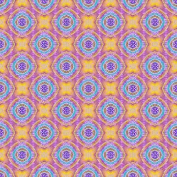 Seamless round pattern purple yellow light blue shifted Stock Illustration