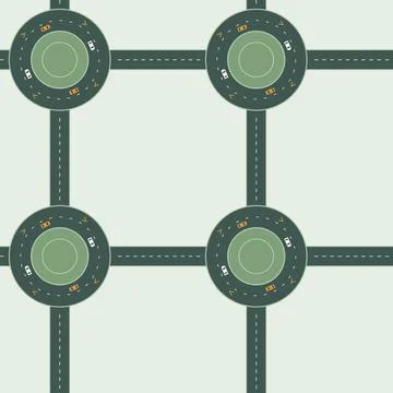 Seamless Roundabout Road Network Vector Pattern イラスト素材