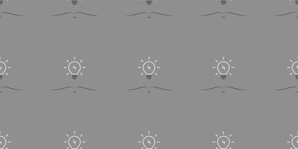 Seamless Rows of Simple Grey Open Books with Light Bulbs Above - Modern Sty.. Stock Illustration