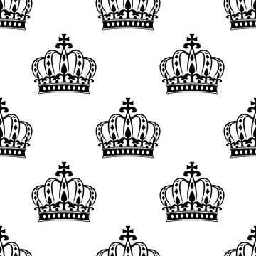 Seamless royal crowns pattern background 스톡 일러스트