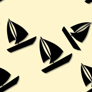 Seamless sailing boat pattern on yellow Stock Illustration