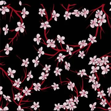 Seamless sakura branch vector illustration eps 10. Stock Illustration