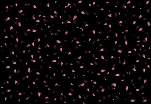 Seamless sakura pattern on black, vector Stock Illustration