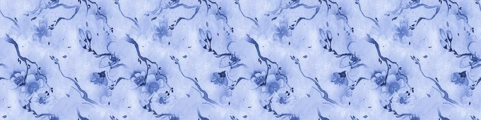 Seamless Sakura Pattern. Rose Ornament. Indigo Stock Illustration