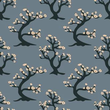 Seamless sakura trees Stock Illustration