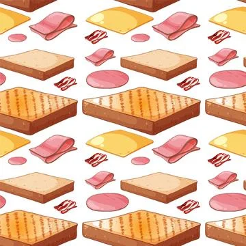 Seamless Sandwich Ingredients Pattern Stock Illustration