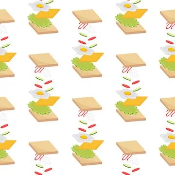 Seamless sandwich pattern with detail version Stock Illustration