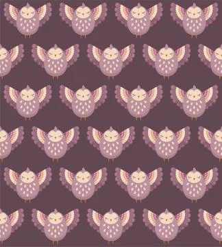 Seamless scandinavian pattern of multicolored owl bird Stock Illustration