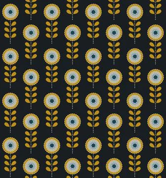 Seamless scandinavian pattern of multicolored spikelet flower Stock Illustration