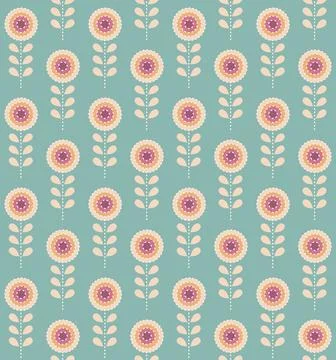Seamless scandinavian pattern of multicolored spikelet flower Illustrazione stock