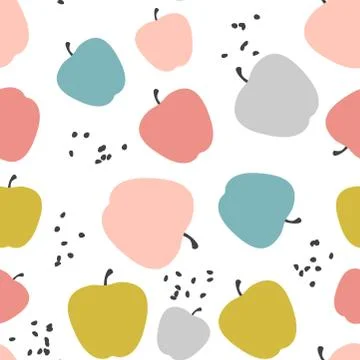Seamless scandinavian pattern with pastel colored apples. Nordic design Stock Illustration