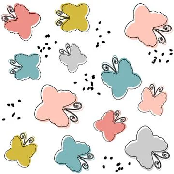 Seamless scandinavian pattern with pastel colored butterflies. Nordic design Stock-Illustration