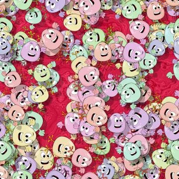 Seamless scattered egg-birds pattern on red Stock-Illustration