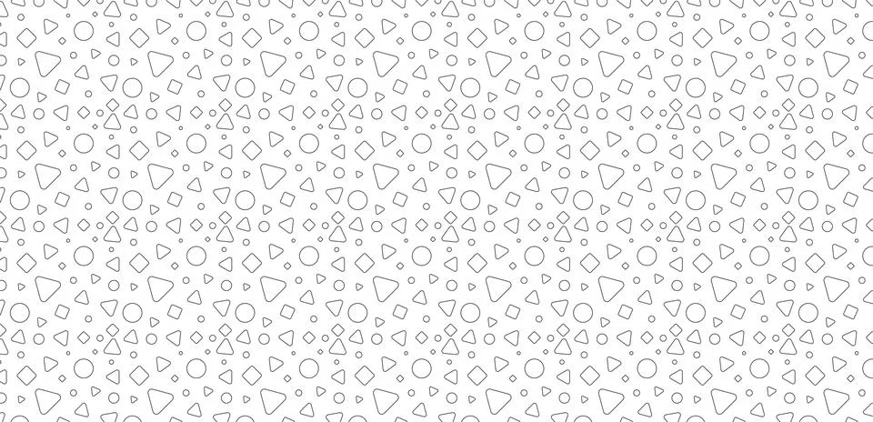 Seamless scattered outlined geometric shape pattern. Stock Illustration