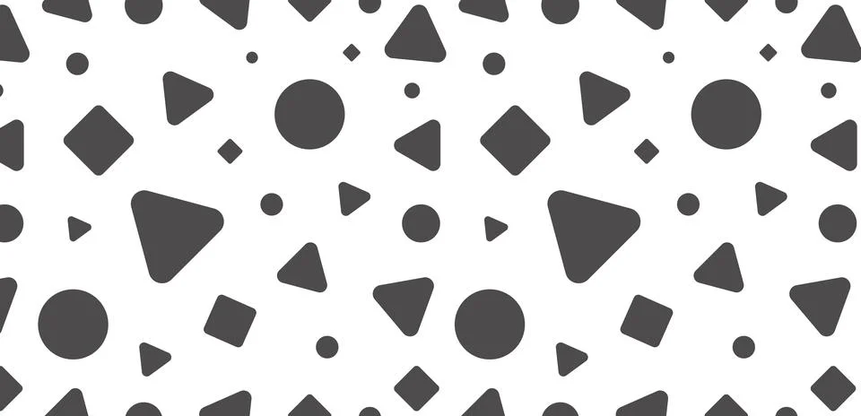 Seamless scattered solid geometric shape pattern background. Stock Illustration