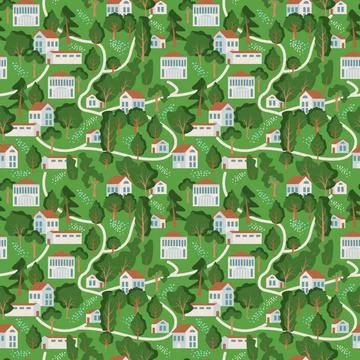 Seamless scenery pattern Stock Illustration