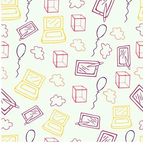 Seamless school doodle pattern. Stock Illustration