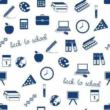 Seamless school icons pattern 스톡 일러스트