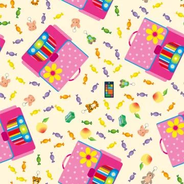 Seamless school pattern. Background with school objects Stock Illustration