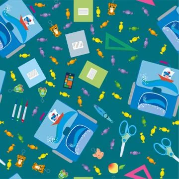 Seamless school pattern. Background with school objects イラスト素材