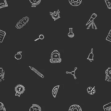 Seamless school pattern. Hand drawn doodle school background 스톡 일러스트