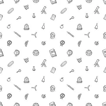 Seamless school pattern. Hand drawn doodle school background Stock Illustration
