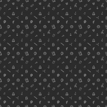 Seamless school pattern. Hand drawn doodle school background Stock Illustration