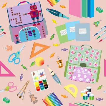 Seamless school pattern Ilustração Stock