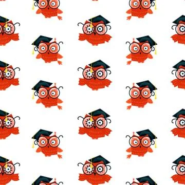 Seamless school pattern made of Owls Stock Illustration