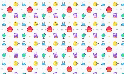 Seamless School Supplies Pattern with Art Palettes on White Stock Illustration