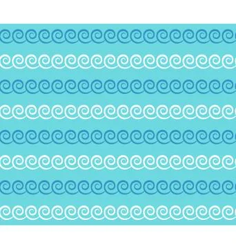 Seamless sea pattern. Blue and white waves on light blue Stock Illustration