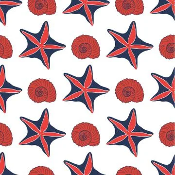 Seamless sea pattern with starfish Stock Illustration