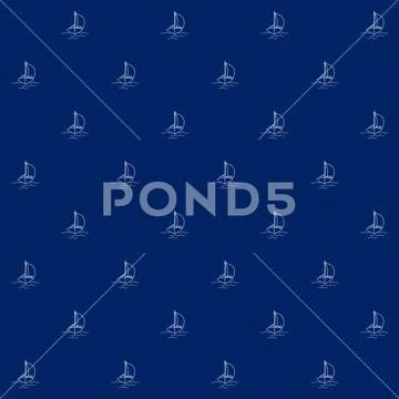 Seamless Sea Pattern with Yacht Stock Illustration