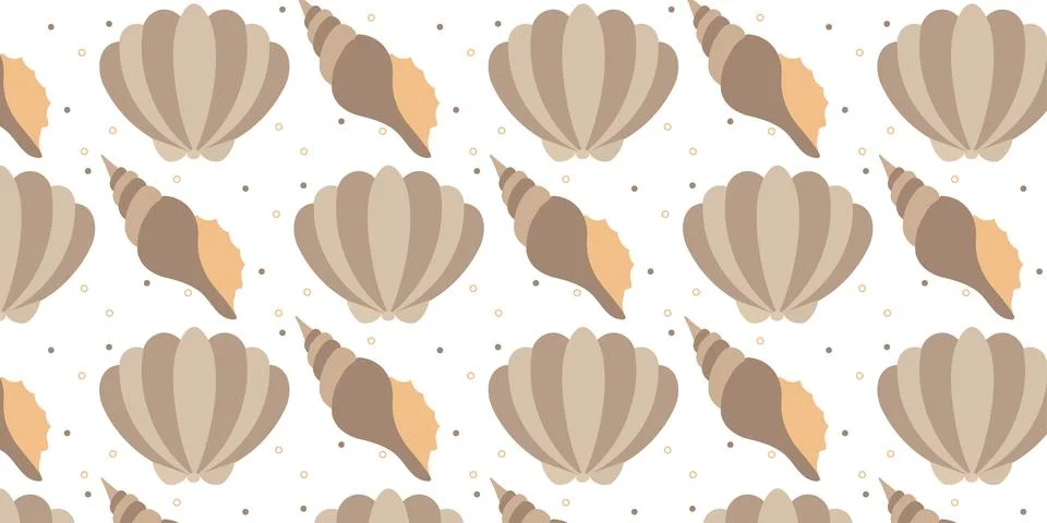 Seamless sea shell pattern vector background with various shell patterns. Stockillustratie