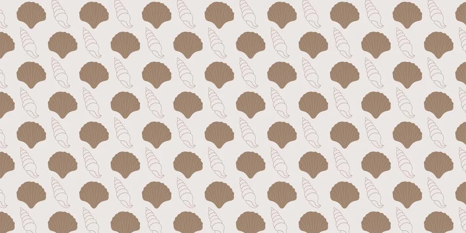Seamless sea shell pattern vector background with various shell patterns. Stock Illustration