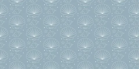 Seamless sea shell pattern vector background with various shell patterns. Stock Illustration
