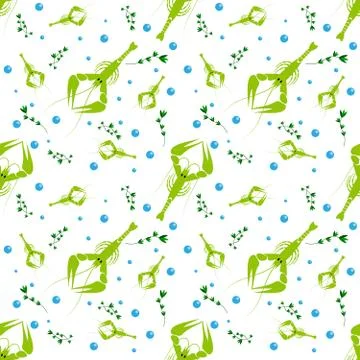 Seamless seafood pattern with langoustine. River lobster, shrimp, crayfish or イラスト素材