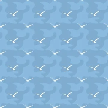 Seamless seagulls pattern Stock Illustration