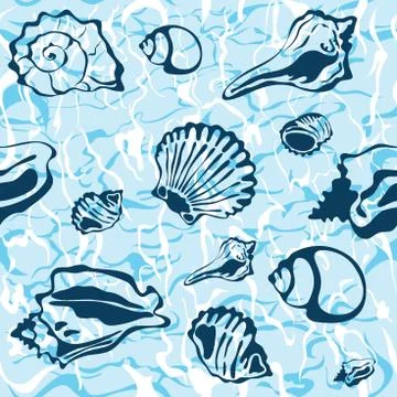Seamless seashell background Stock Illustration