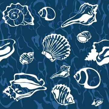 Seamless seashell background Stock Illustration