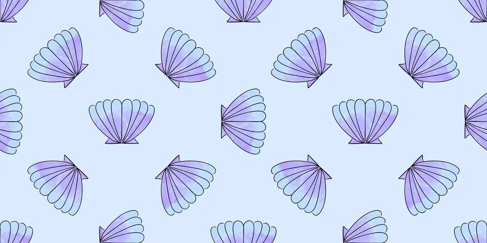 Seamless Seashell pattern, repeat Shell. Marinelife design. Nautical print Stock Illustration