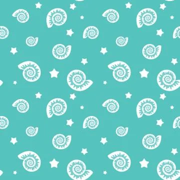 Seamless Seashell Underwater Pattern Illustrazione stock