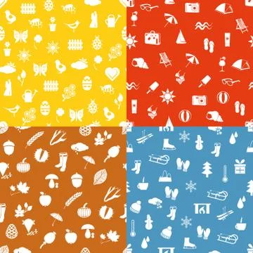 Seamless season patterns Stock Illustration