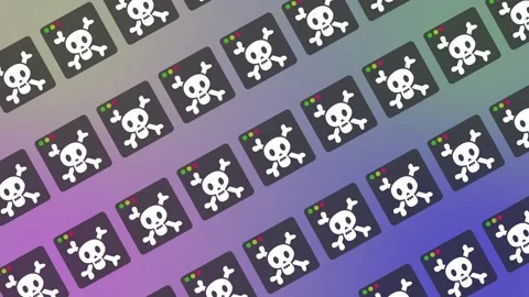 Seamless security pattern with skull browser icons on a gradient background Stock Footage 328093556