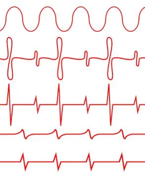 Seamless set of lines heartbeat Stock Illustration